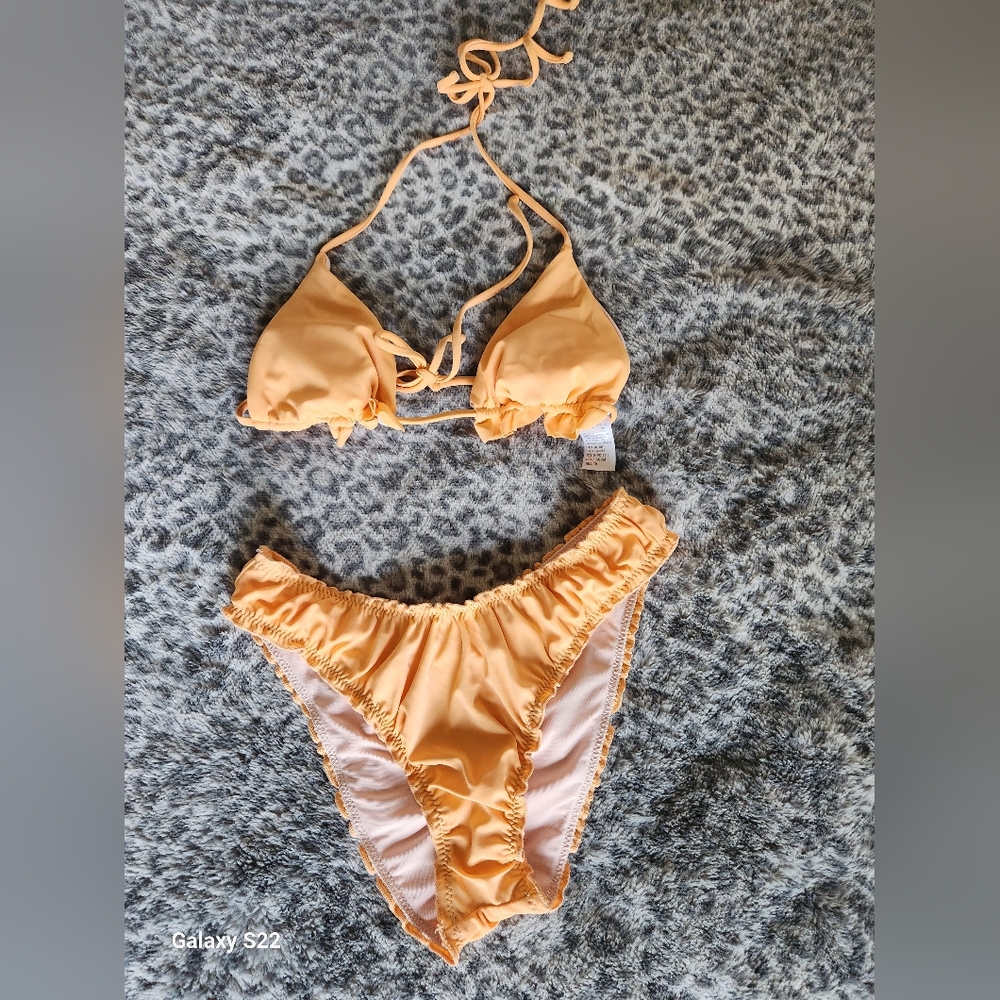 Two piece orange bathing suit